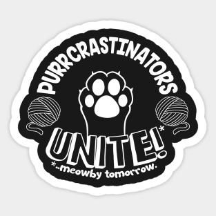 Lazy cat lovers tee - Purrcrastinators unite! Sticker